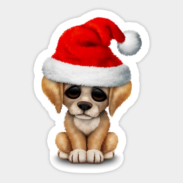 Golden Retriever Puppy Dog Wearing a Santa Hat Sticker by jeffbartels